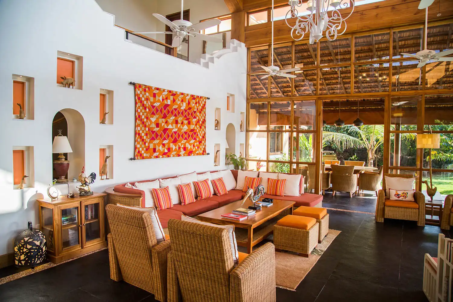The living room with Bali-sourced furniture
